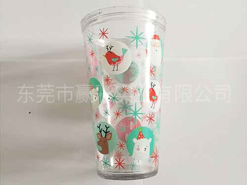 透明熟料水杯印花